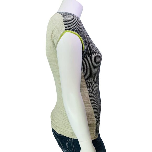 Coldwater Creek Womens Ribbed Neck Sweater Striped Cap Sleeve Size M (10-12) - Picture 6 of 12